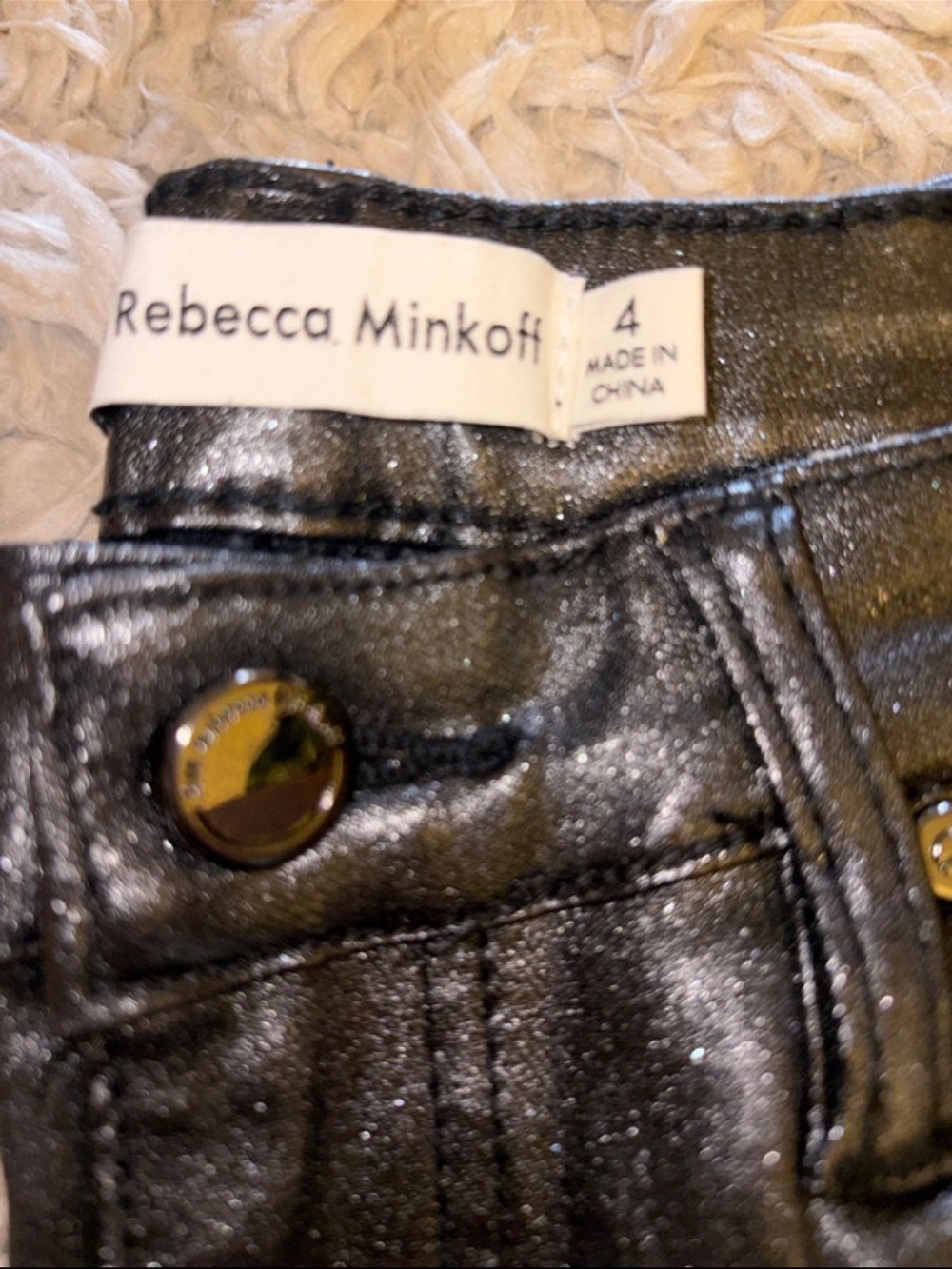 Rebecca Minkoff Metallic Black Sparkle Jeans